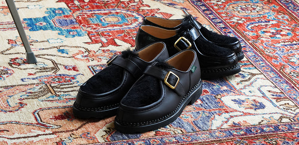 靴 Paraboot MICHAEL BRIDE BLACK 42.5 MICHAEL BRIDE/MARCHE NOIRE-LISSE NOIR/LAPIN NOIR | Paraboot