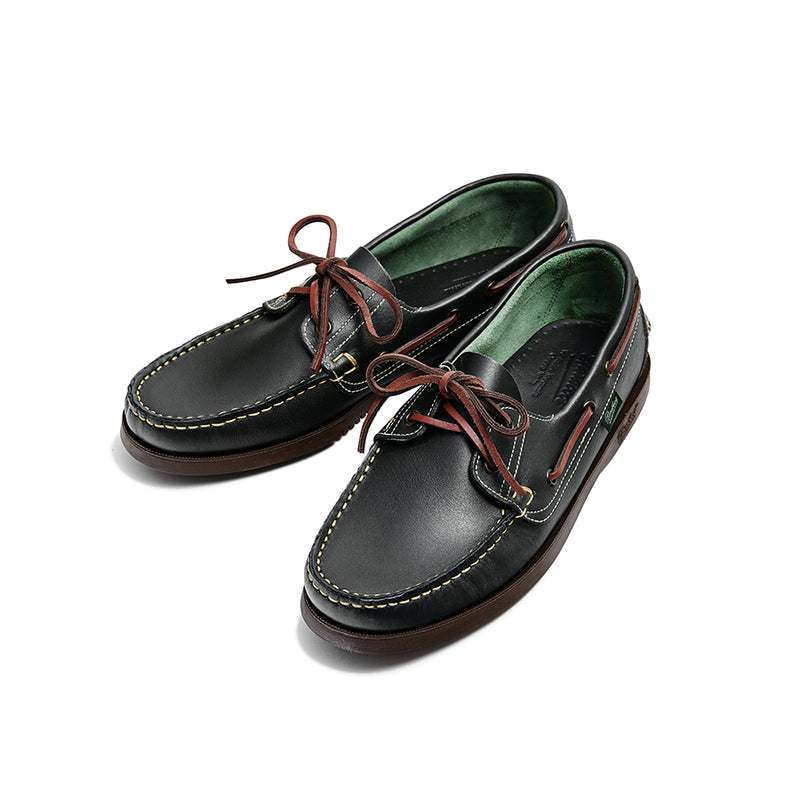 超人気の Paraboot◇デッキシューズ/UK8.5/BLK/レザー/BARTH MARINE